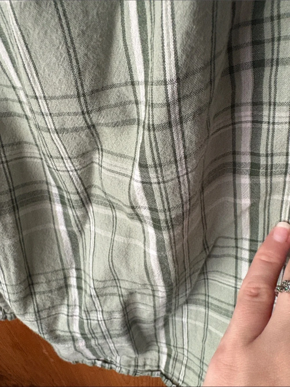 St. John's Bay Light Sage Plaid Button-Front Short Sleeve Shirt